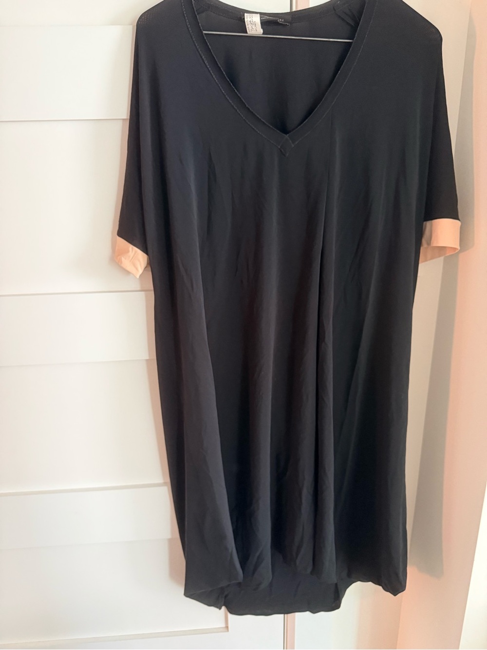 Marie Saint Pierre Black V-Neck Women's Dress with Contrast Cuffs